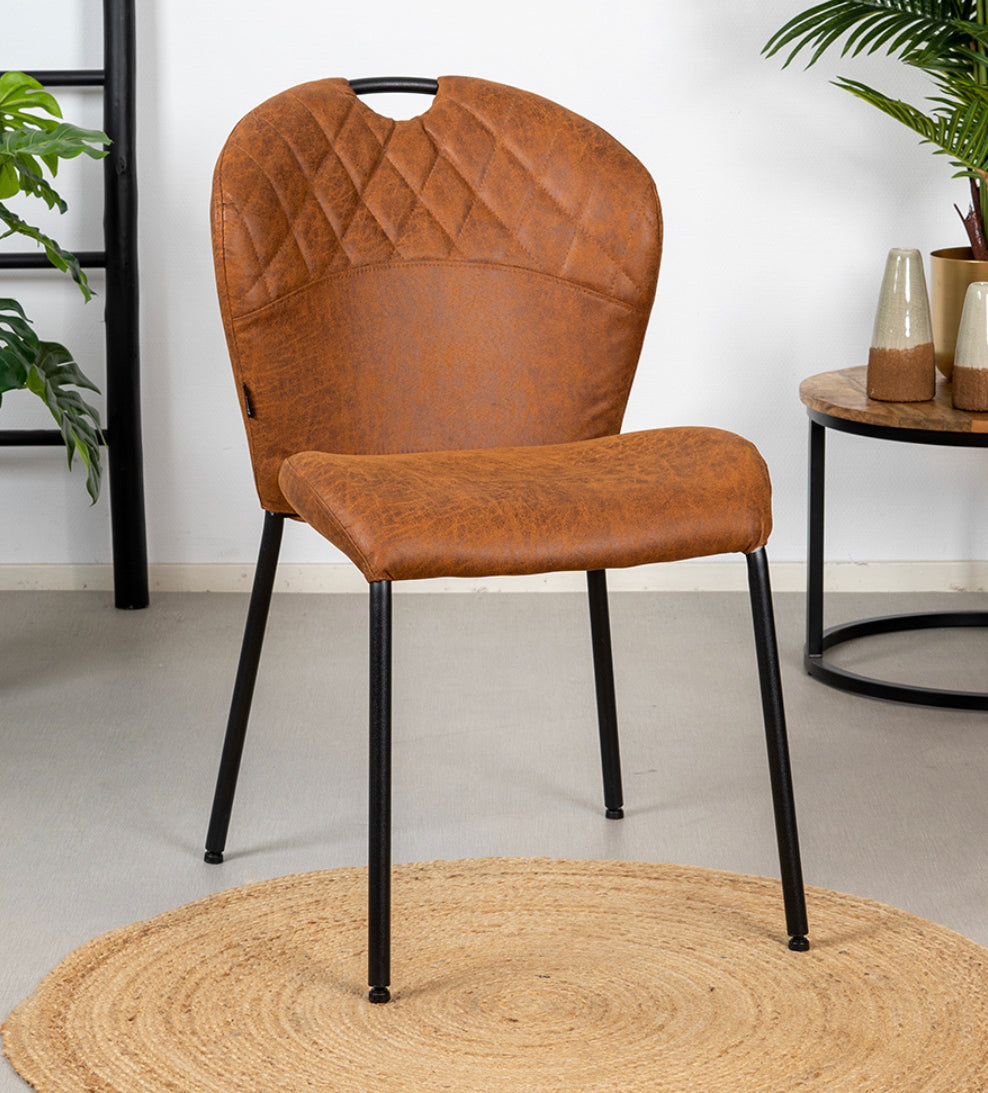 Stoel Fay eco-leer / antraciet cognac