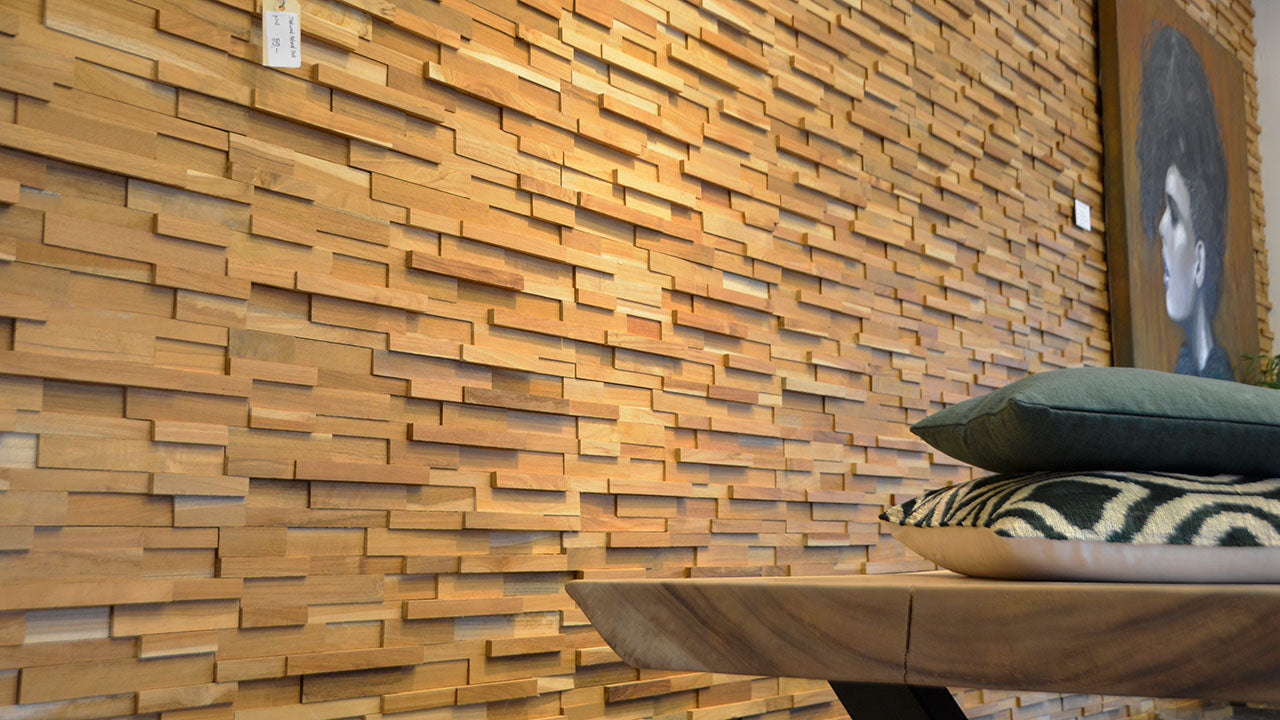 Houtstrip 3D wandpanelen